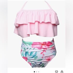 Girls' Tankini Summer Rash Guard Bathing Suits Two Piece Swimsuit Shorts 5/6Y